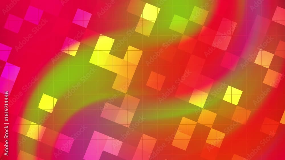 Poster abstracts blink square abstract colorful background animation with moving shapes and a grid pattern,