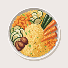 a bowl of couscous with roasted vegetables