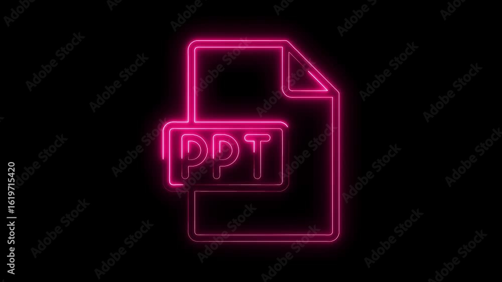 Aufkleber glowing neon pink p t file icon with transparent background symbolizing presentation software techno
