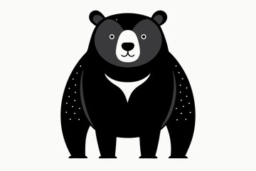 Naklejka premium Adorable cartoon black bear with white chest marking and speckled fur