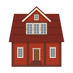 Wooden country house vector illustration