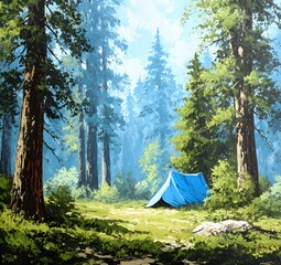 Serene Camping Adventure in the Quiet Forest