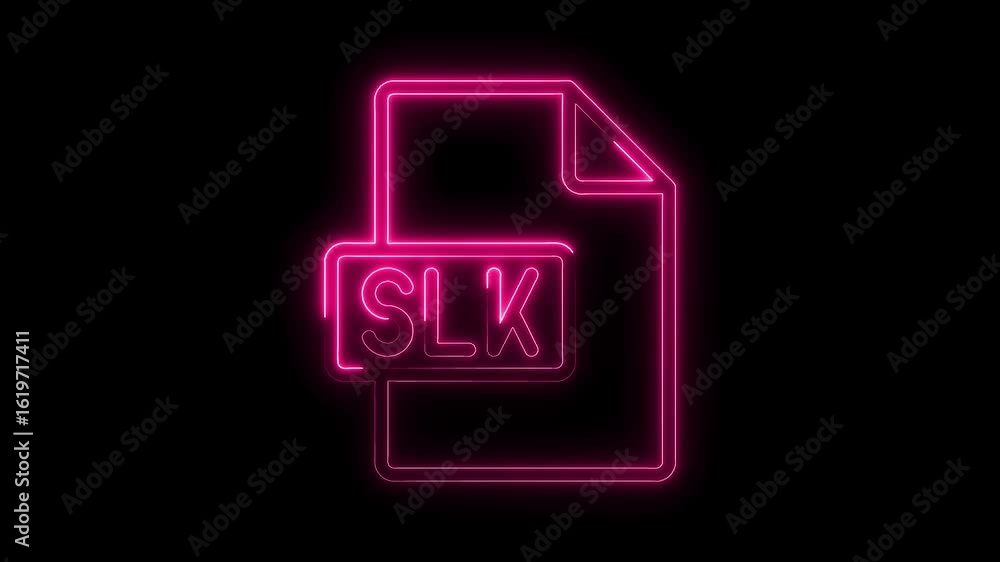Poster glowing neon pink s l k file icon with transparent background and subtle glow effect perfect for tec