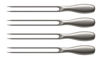 Double-pronged skewers to prevent food from spinning while grilling, ideal for use on a patio.