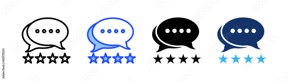 Poster review icon collection with multiple styles
