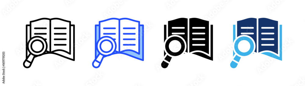 Poster research icon collection with multiple styles