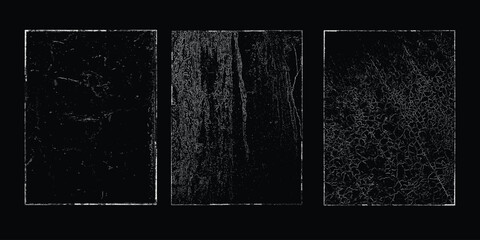 Grunge textures set. Collection of vector overlay, distress, textures .Simply Place texture over any Object to Create grunge,splattered ,dirty effect .
