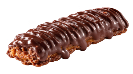 Indulge in the sweet bliss of chocolatecovered dough, a tempting dessert delight.