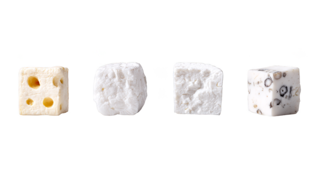 Closeup of four white dice, a still life depicting numerical values of chance and probability.