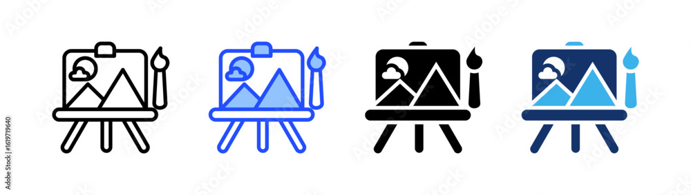 Poster graphic design icon collection with multiple styles