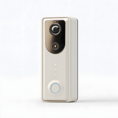 Fototapeta premium A white security camera with a black lens