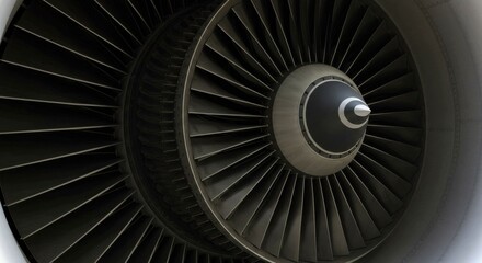 Fototapeta premium Close-up of a powerful airplane jet engine