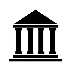 Bank building silhouette icon with columns flat style strong finance symbol for business and banking use
