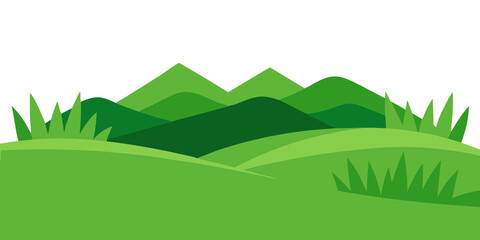 Rolling green hills and grass blades landscape nature