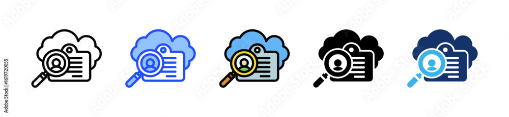 Aufkleber cloud identity icon collection with multiple styles