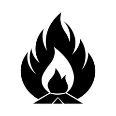 Bonfire flame silhouette icon in outdoor camping style bold fire vector ideal for adventure and night events