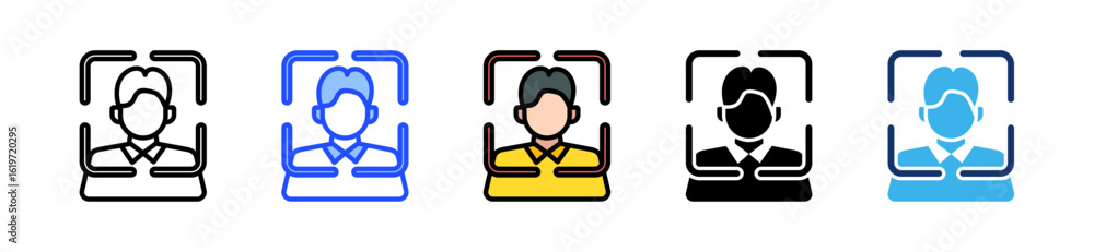 Poster face id icon collection with multiple styles