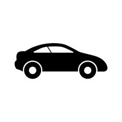 Car silhouette icon in side view with wheels clean vehicle vector ideal for transportation themes