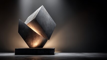 Clean white podium with abstract geometric sculpture and subtle left-side light gradient, designed for modern typography, minimal art, creative design, and elegant visual presentations.