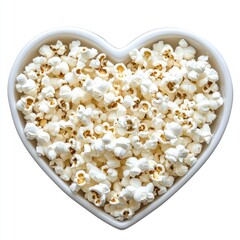 Heart-shaped bowl overflowing with popcorn