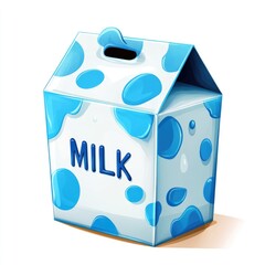Cartoon milk carton with blue spots