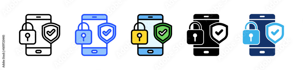 Poster online security check icon collection with multiple styles