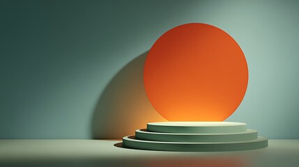 Abstract geometric sculpture on pristine clean podium illuminated by gentle left-side light gradient, great for creative typography, minimal art, modern design, and refined backgrounds.