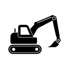 Excavator silhouette icon in industrial style clean digger vector for development and heavy machinery visuals