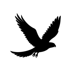 Falcon silhouette diving in hunting position fierce bird vector ideal for predator and nature themes