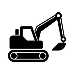 Naklejka premium Excavator silhouette icon in industrial digger style construction vector perfect for building and project use