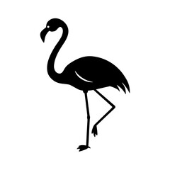 Flamingo silhouette on one leg with curved neck graceful vector ideal for wildlife and summer themes