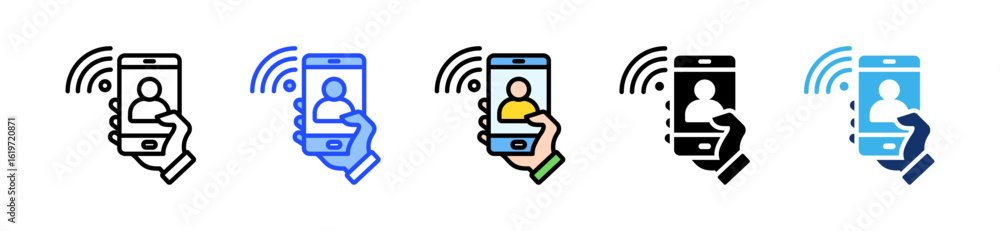 Poster contactless identity icon collection with multiple styles