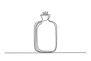 Tall ornate bottle in one line art style, continuous line vector illustration with editable stroke