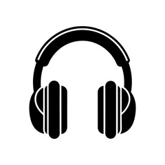 Headphone silhouette icon for audio and music use flat tech design perfect for podcasts and sound themes  