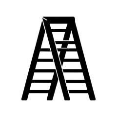 Ladder silhouette icon in foldable design flat safety tool vector perfect for construction and access visuals  