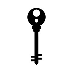 Key silhouette icon in classic metal design simple vector ideal for privacy safety and entry themes  