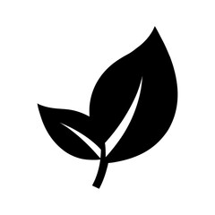 Leaf silhouette icon for eco-friendly concept with white background ideal for nature organic and green design  
