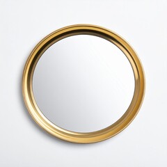 Golden Round Mirror Enhancing Minimalist Room Aesthetics on White Wall