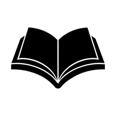 Open book silhouette icon for education and reading flat academic design perfect for libraries and study visuals  