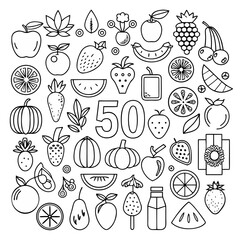 Fresh Fruits & Vegetables Icon Set
50 Minimalist Line Vectors for Healthy Living
Perfect for Food Apps, Infographics & Grocery UI