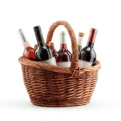 Naklejka premium Wine basket picnic