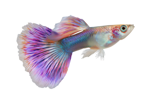 Beautiful Guppy fish isolated on a transparent background