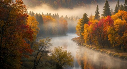 Fototapeta premium Autumn River Valley