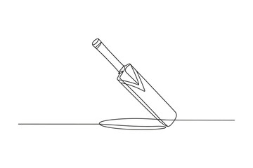 Continuous Line Cricket Bat Illustration – One Line Sports Vector