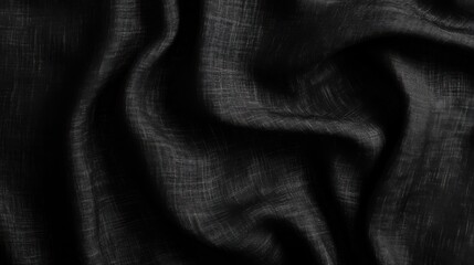 Obraz premium Close-up view of dark fabric with a textured weave.