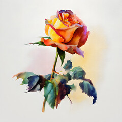 A watercolor painting of a rose