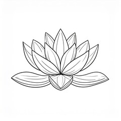 Detailed Lotus Flower Vector Line Art on a Clean White Background for Elegant Design