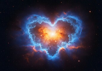 Fototapeta premium Cosmic heart nebula radiates with stellar energy and starlight