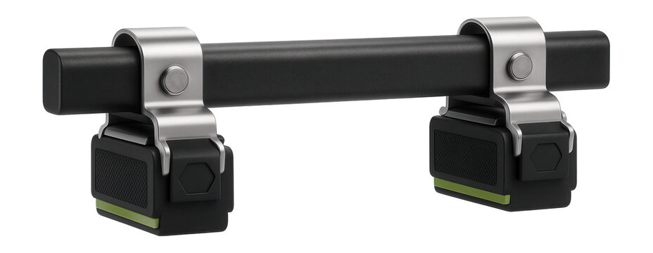 Steel snow bar with rubberized pads to minimize damage on standing seam roofs