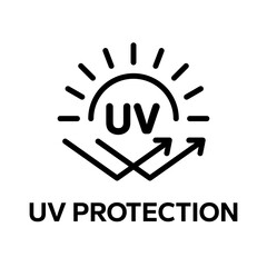 UV protection icon set. UV radiation icon. Ultraviolet symbol. Sun uv protection icons. Sunscreen spf logo. UPF sun protection label product. Skincare illustration, sign for cosmetics packaging.